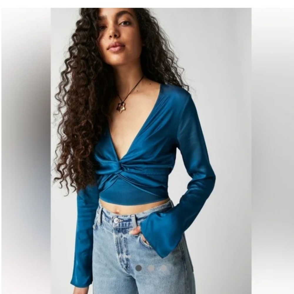 Free People cropped silk blouse